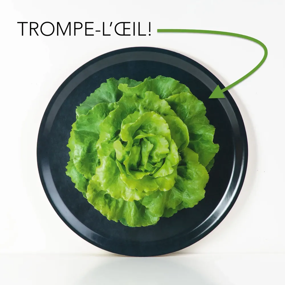 Trays - Round wooden serving tray - Trompe-l'oeil lettuce 38 cm - MONBOPLATO