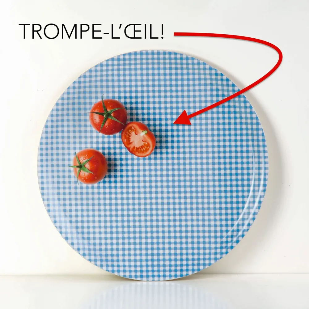Trays - Round wooden serving tray - Trompe-l'oeil tomatoes 38 cm - MONBOPLATO