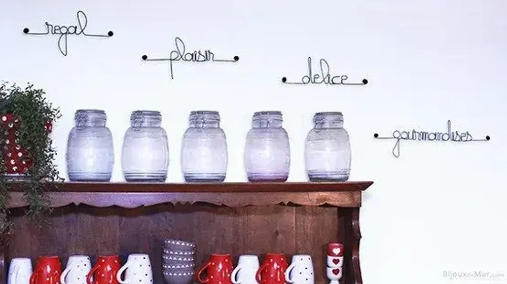 Autres décorations murales - Lot de petits mots en métal pour " CUISINE " - BIJOUX DE MUR