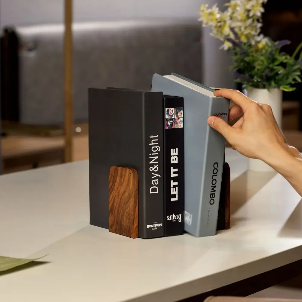 Organizer - TILISMA Wooden Walnut Book Stopper for Bookshelves - TILISMA