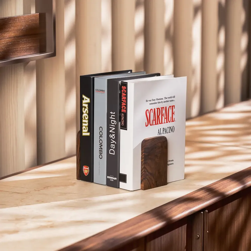 Organizer - TILISMA Wooden Walnut Book Stopper for Bookshelves - TILISMA