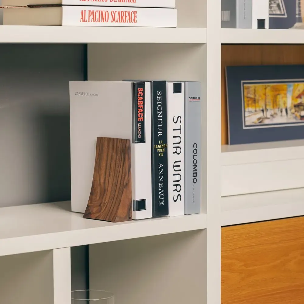 Gifts - TILISMA Bookends, Walnut Wood with Metal Base - TILISMA