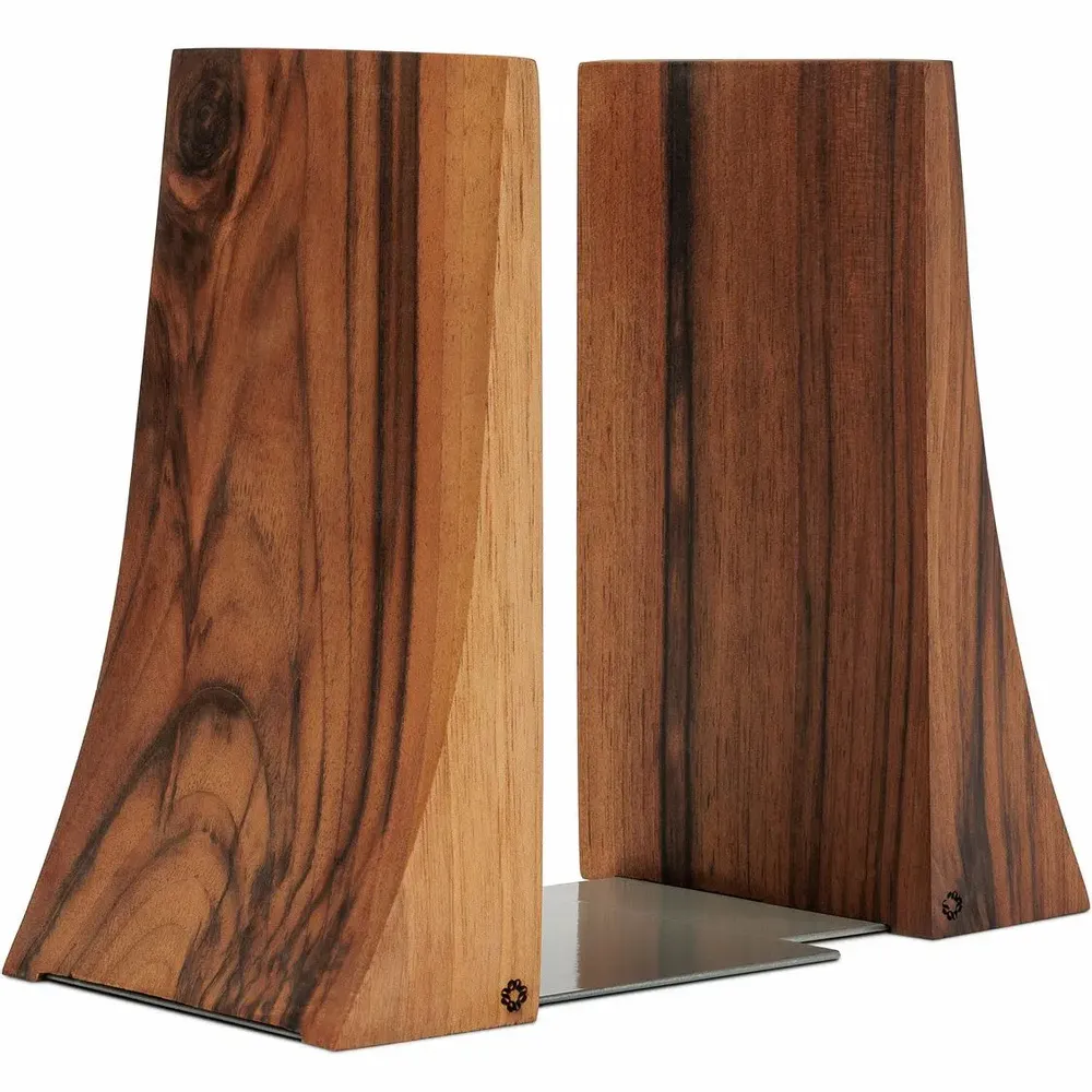 Gifts - TILISMA Bookends, Walnut Wood with Metal Base - TILISMA