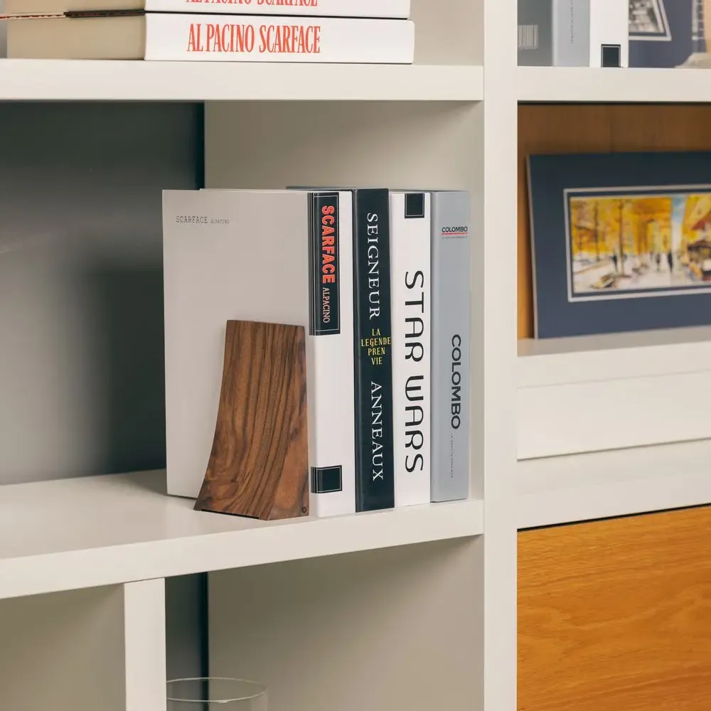 Gifts - TILISMA Bookends, Walnut Wood with Metal Base - TILISMA