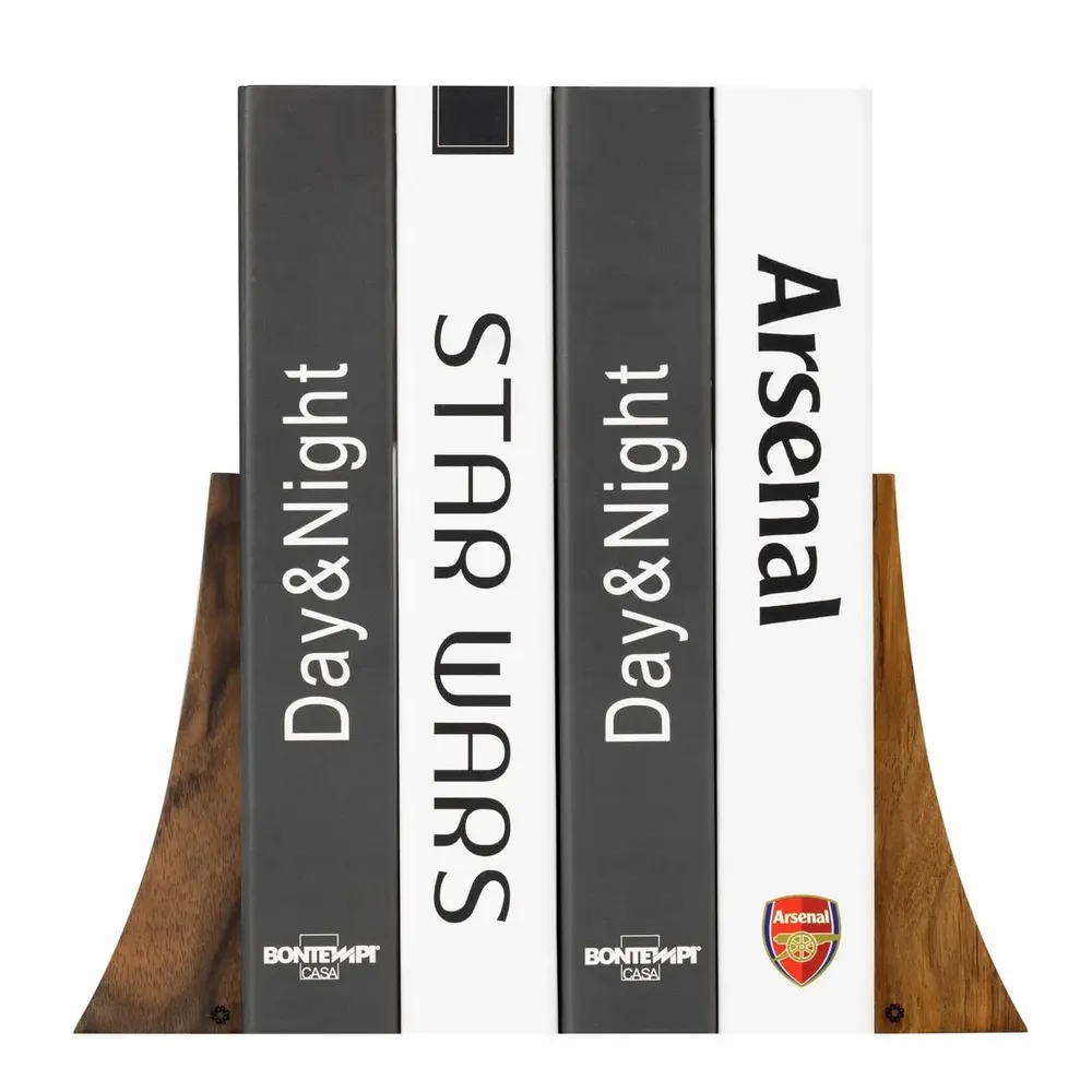 Gifts - TILISMA Bookends, Walnut Wood with Metal Base - TILISMA