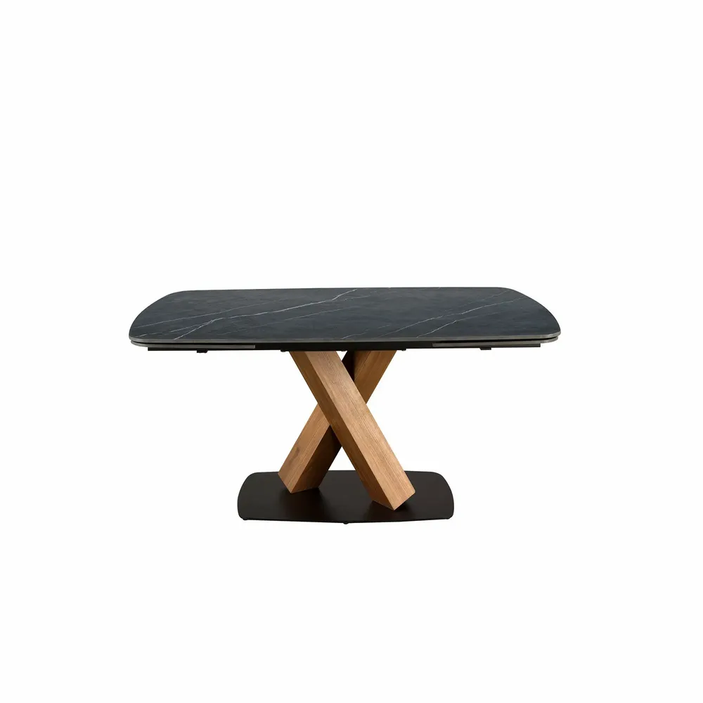 Dining Tables - Oval extending dining table with porcelain marble and walnut barrel - ANGEL CERDÁ