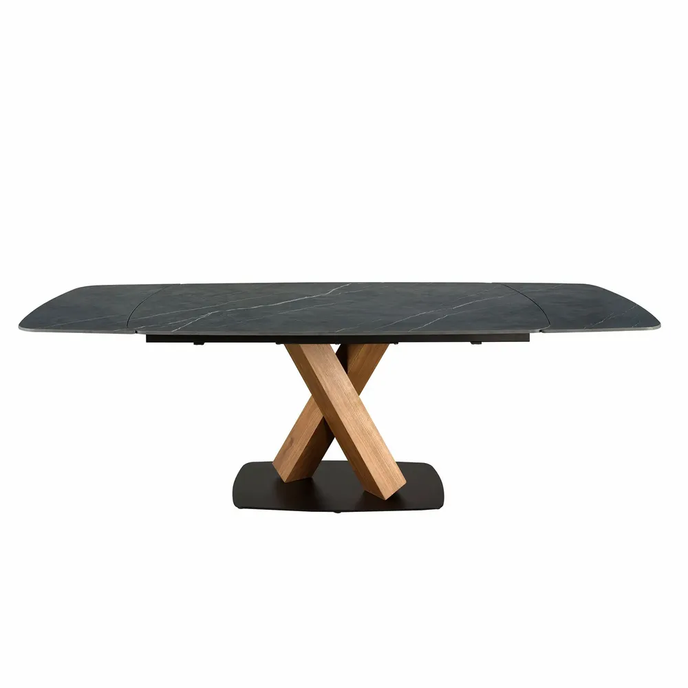 Dining Tables - Oval extending dining table with porcelain marble and walnut barrel - ANGEL CERDÁ