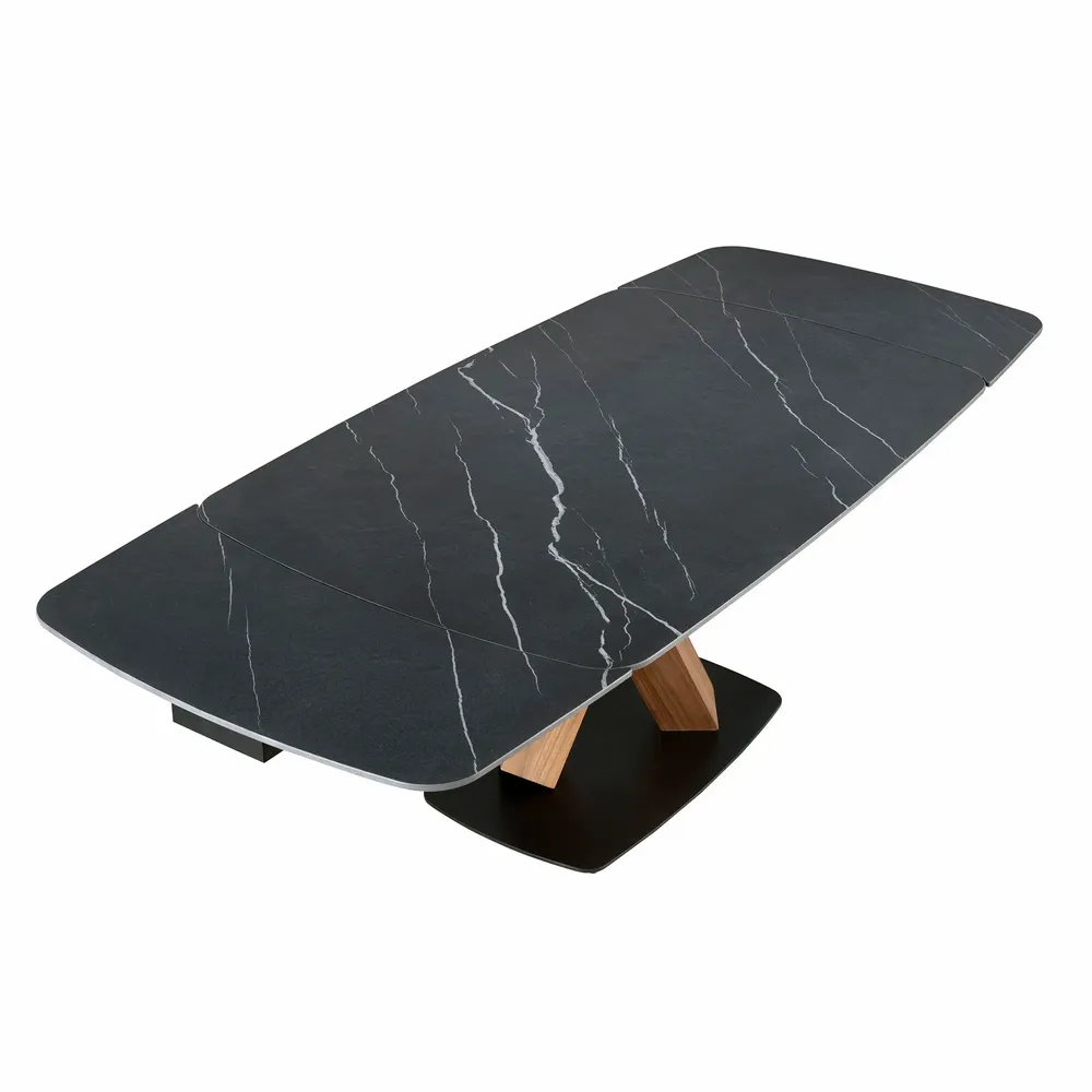 Dining Tables - Oval extending dining table with porcelain marble and walnut barrel - ANGEL CERDÁ