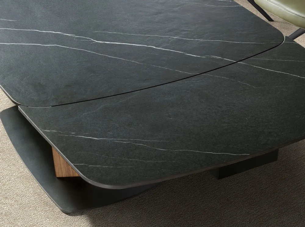 Dining Tables - Oval extending dining table with porcelain marble and walnut barrel - ANGEL CERDÁ