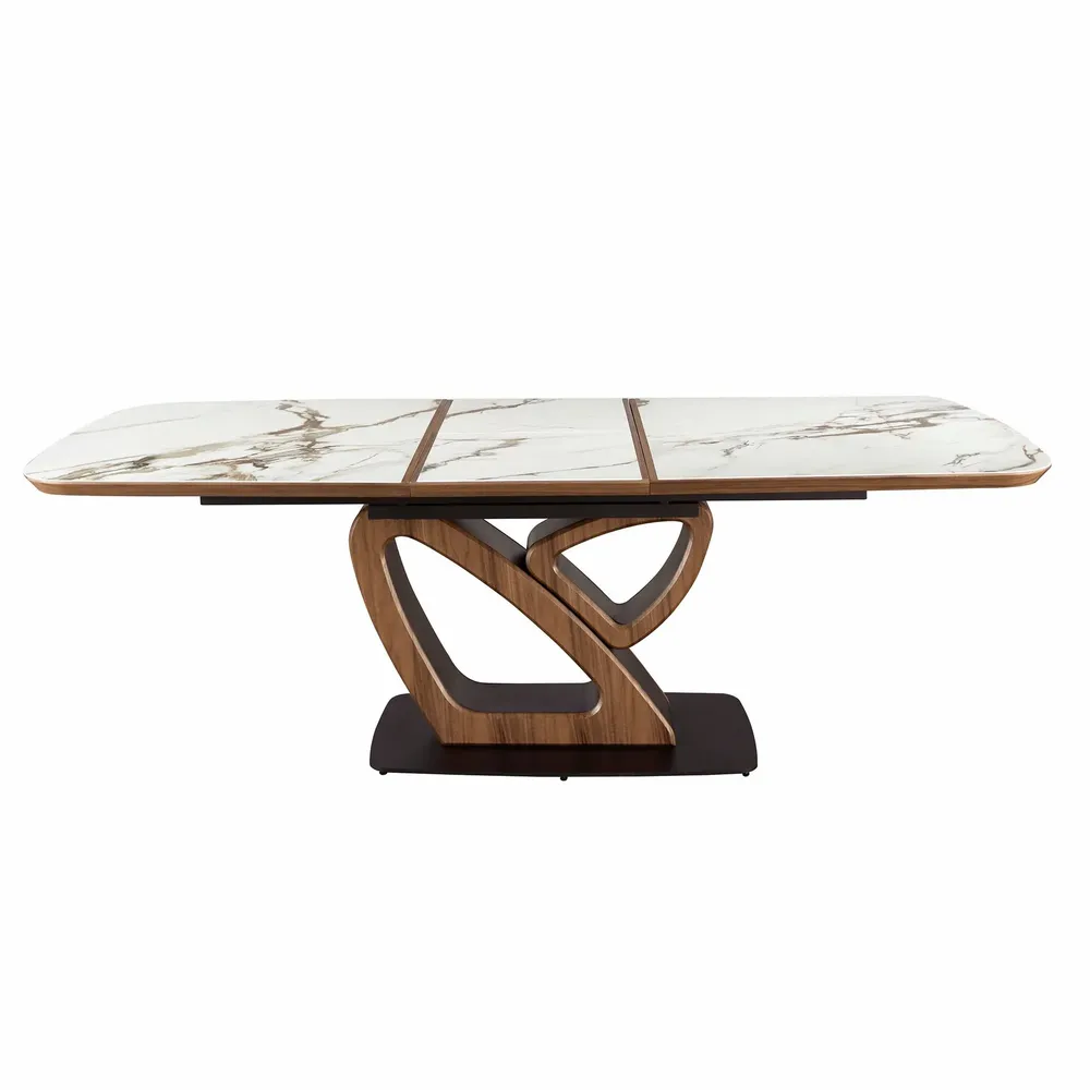 Dining Tables - Oval extending dining table with porcelain marble and walnut barrel - ANGEL CERDÁ