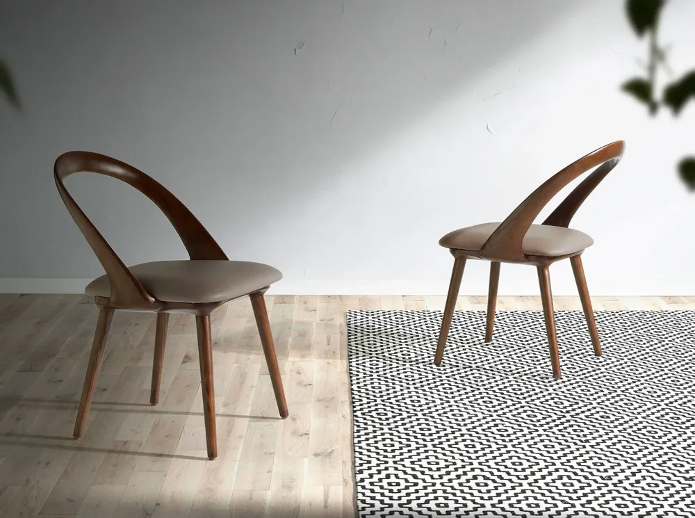 Chairs - Curved walnut structure Dining table chair - ANGEL CERDÁ