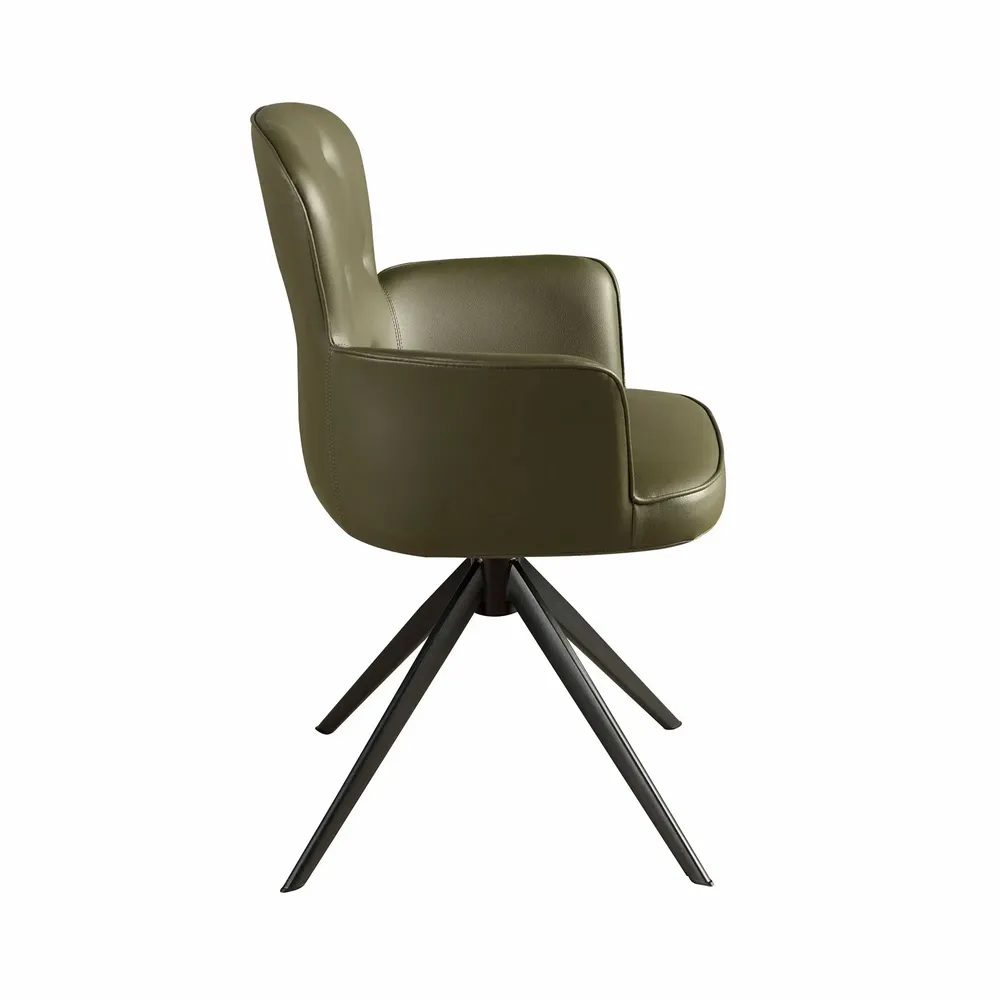 Chaises - Chaise pivotante en simili-cuir vert foncé - ANGEL CERDÁ