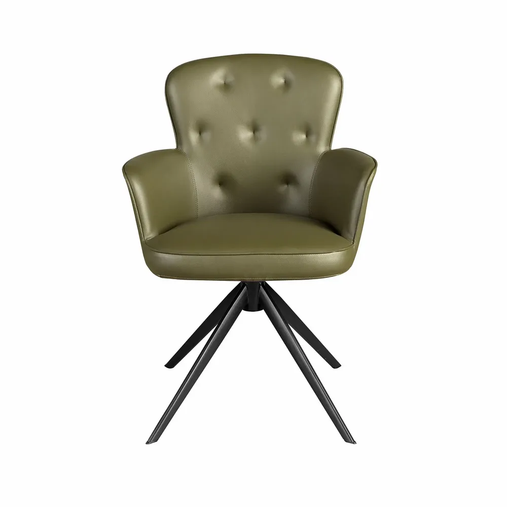 Chaises - Chaise pivotante en simili-cuir vert foncé - ANGEL CERDÁ
