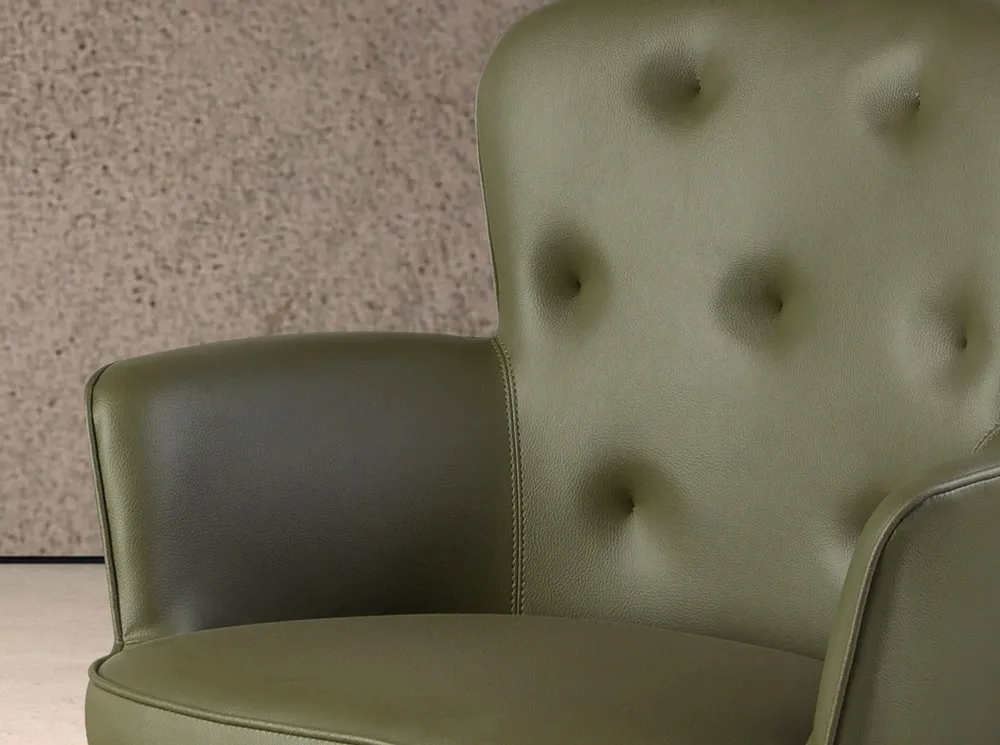 Chaises - Chaise pivotante en simili-cuir vert foncé - ANGEL CERDÁ