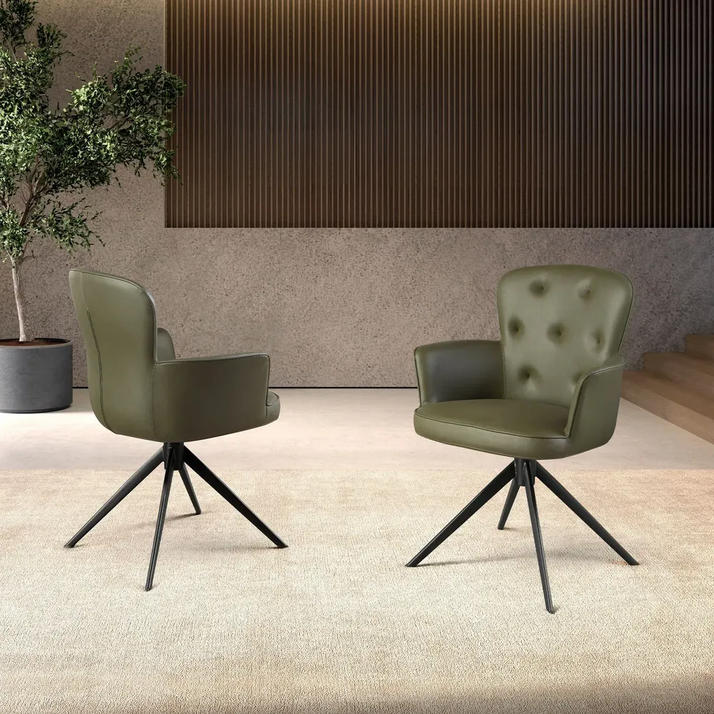Chaises - Chaise pivotante en simili-cuir vert foncé - ANGEL CERDÁ