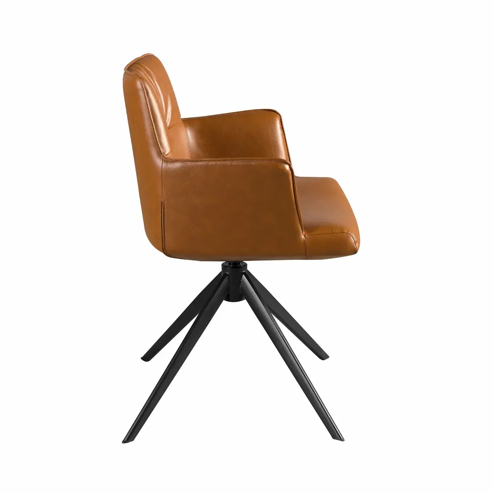 Chaises - Chaise pivotante en simili-cuir marron cognac - ANGEL CERDÁ