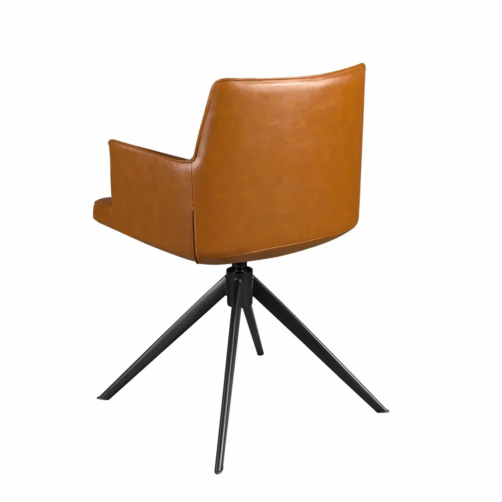 Chaises - Chaise pivotante en simili-cuir marron cognac - ANGEL CERDÁ