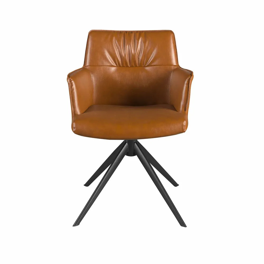 Chaises - Chaise pivotante en simili-cuir marron cognac - ANGEL CERDÁ