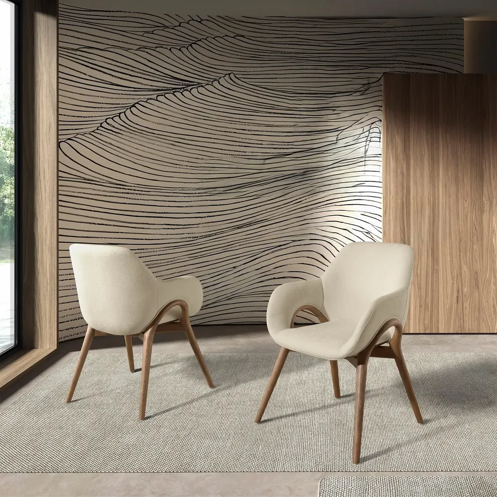 Chaises - Chaise en tissu beige - ANGEL CERDÁ