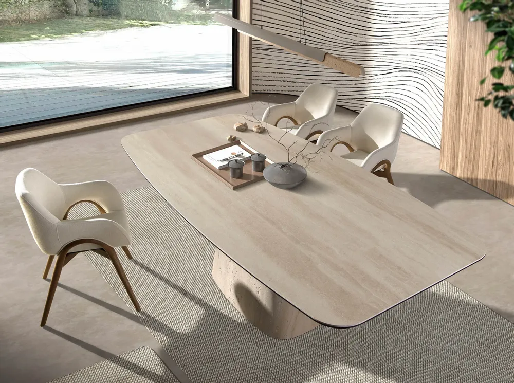 Chaises - Chaise en tissu beige - ANGEL CERDÁ
