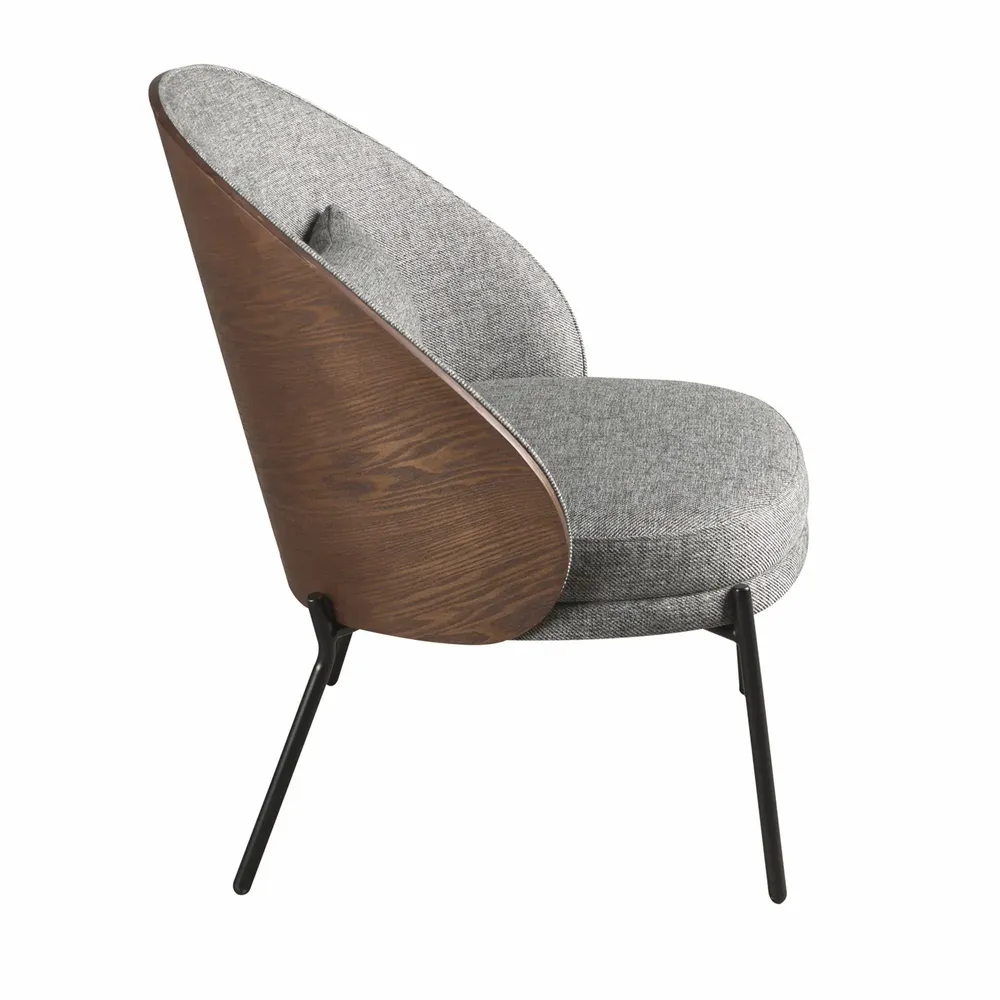 Armchairs - Armchair in grey and walnut fabric - ANGEL CERDÁ
