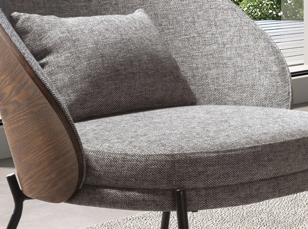 Armchairs - Armchair in grey and walnut fabric - ANGEL CERDÁ