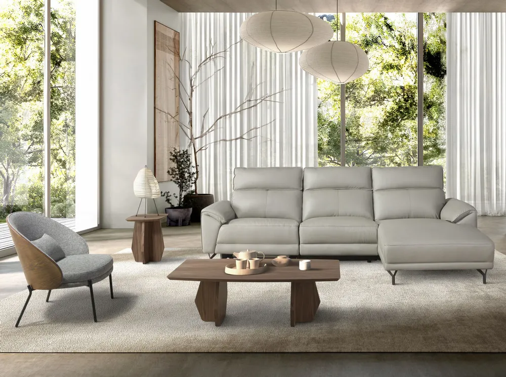 Armchairs - Armchair in grey and walnut fabric - ANGEL CERDÁ