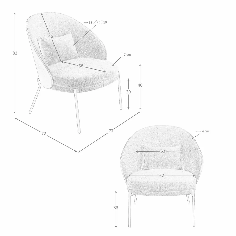 Armchairs - Armchair in grey and walnut fabric - ANGEL CERDÁ