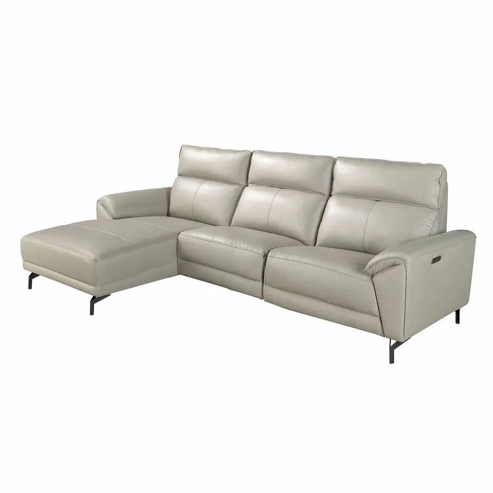 Sofas - Left chaise longue relax sofa grey leather - ANGEL CERDÁ