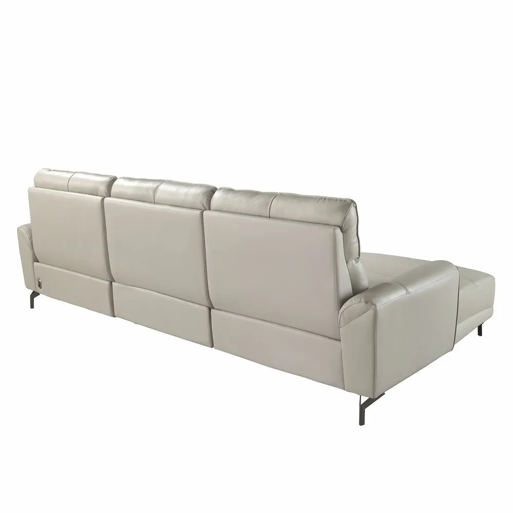 Sofas - Left chaise longue relax sofa grey leather - ANGEL CERDÁ