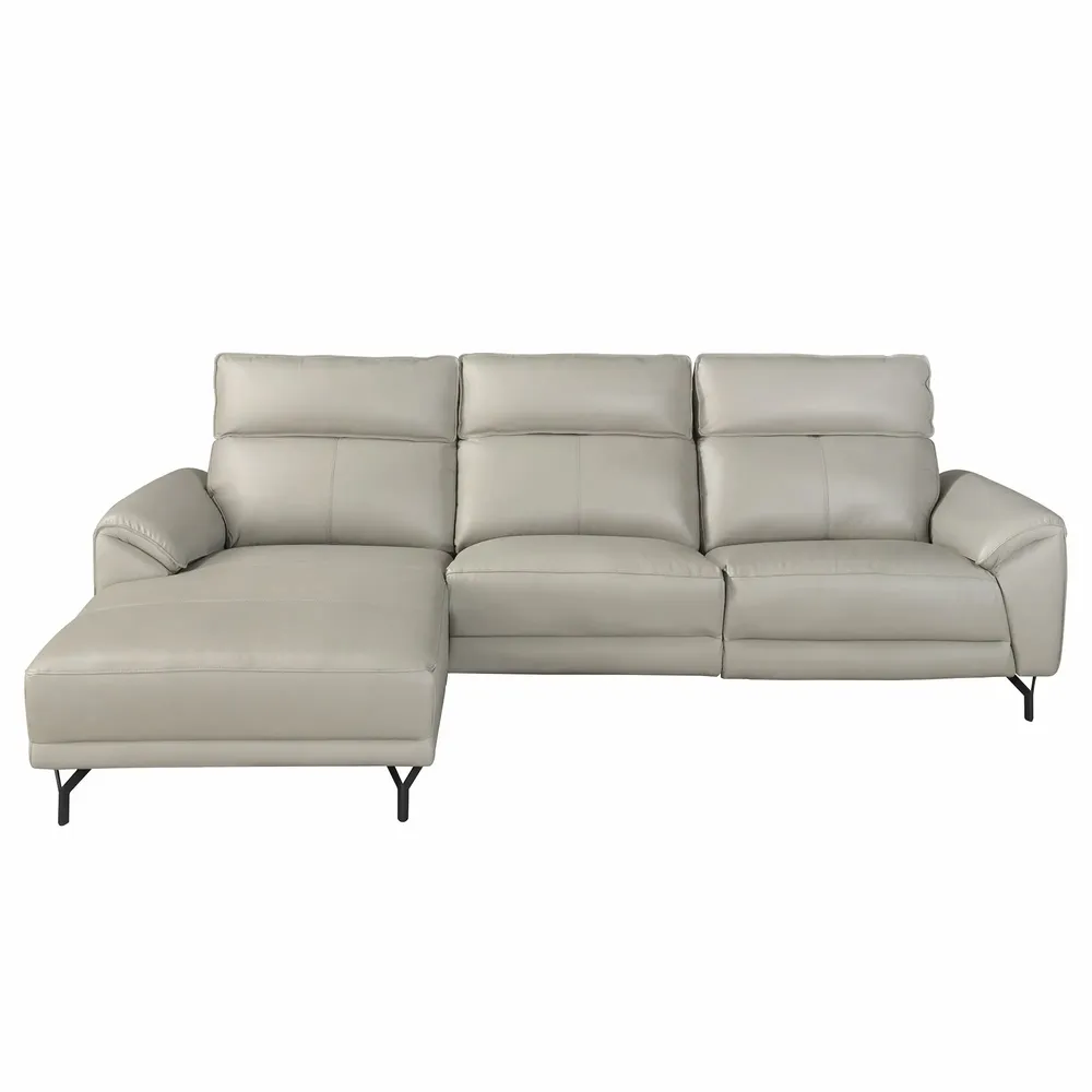 Sofas - Left chaise longue relax sofa grey leather - ANGEL CERDÁ