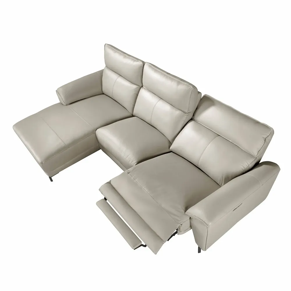 Sofas - Left chaise longue relax sofa grey leather - ANGEL CERDÁ