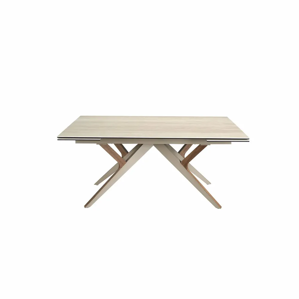 Dining Tables - Rectangular extending dining table in porcelain marble, metallic sand - ANGEL CERDÁ