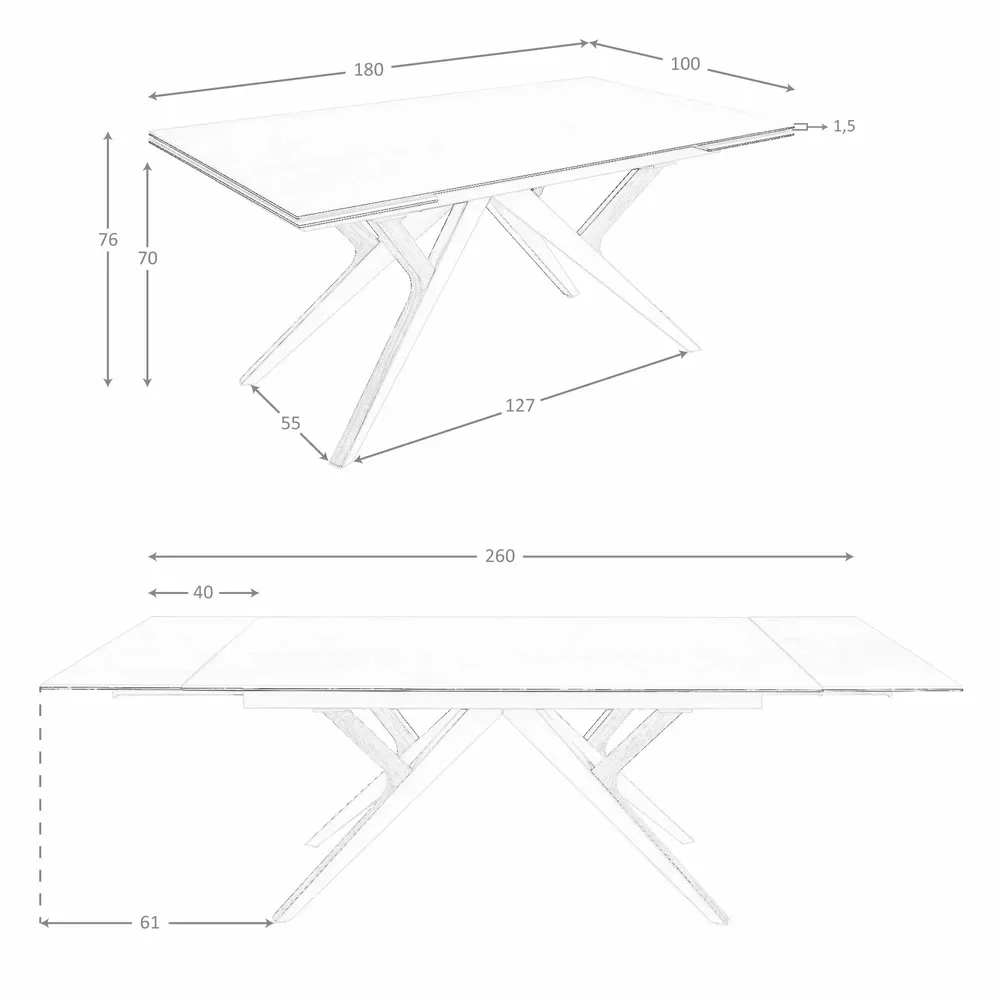 Dining Tables - Rectangular extending dining table in porcelain marble, metallic sand - ANGEL CERDÁ