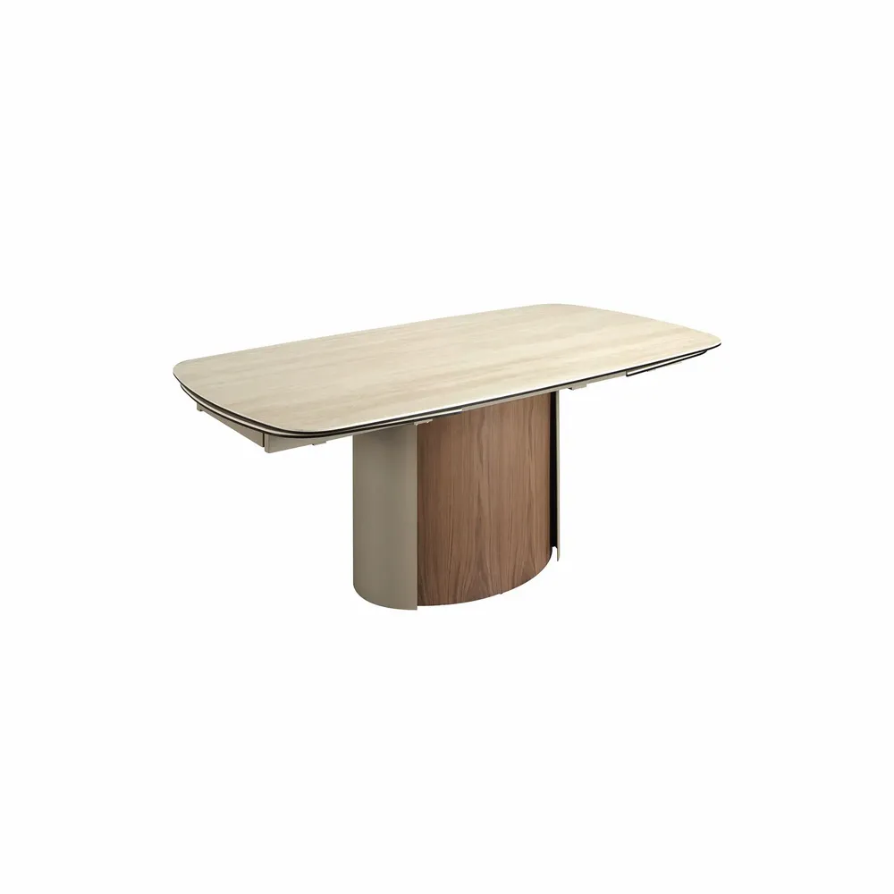 Dining Tables - Rectangular extending dining table in porcelain marble, metallic sand - ANGEL CERDÁ