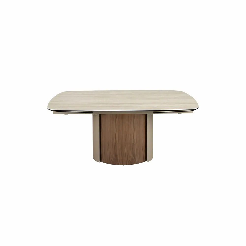Dining Tables - Rectangular extending dining table in porcelain marble, metallic sand - ANGEL CERDÁ