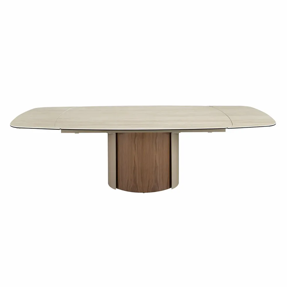 Dining Tables - Rectangular extending dining table in porcelain marble, metallic sand - ANGEL CERDÁ