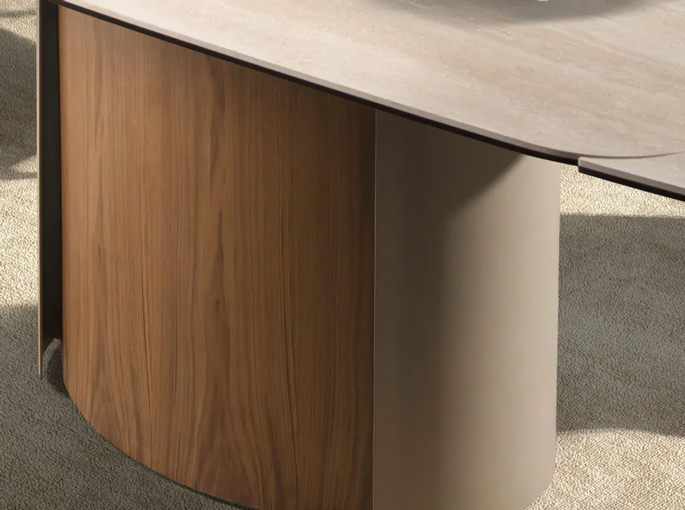 Dining Tables - Rectangular extending dining table in porcelain marble, metallic sand - ANGEL CERDÁ