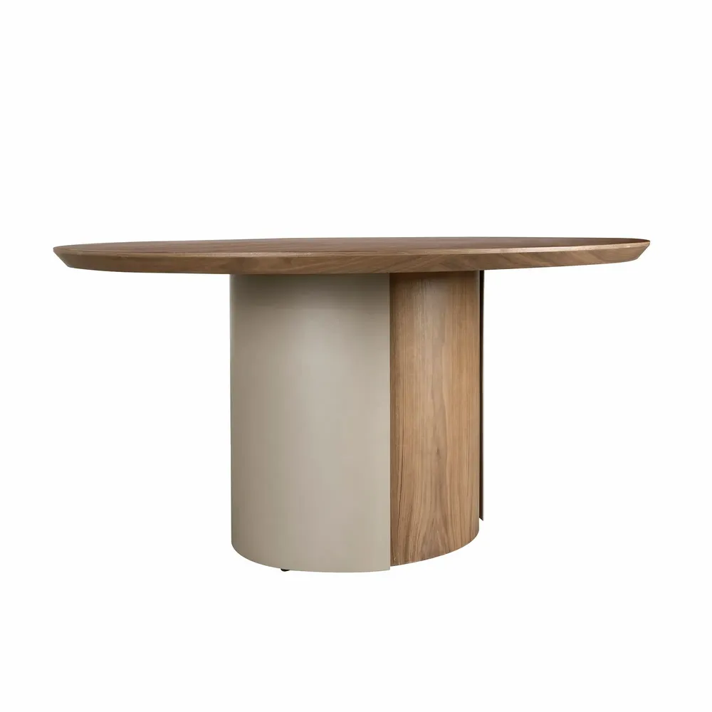 Dining Tables - Round dining table walnut and metallic sand steel - ANGEL CERDÁ