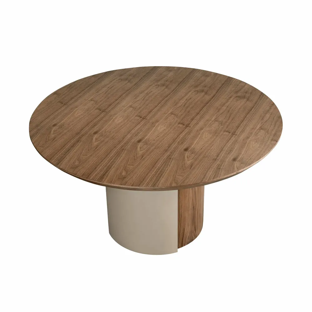 Dining Tables - Round dining table walnut and metallic sand steel - ANGEL CERDÁ