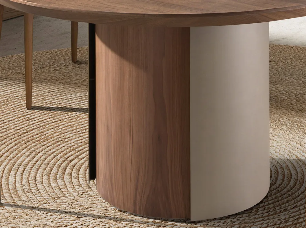 Dining Tables - Round dining table walnut and metallic sand steel - ANGEL CERDÁ