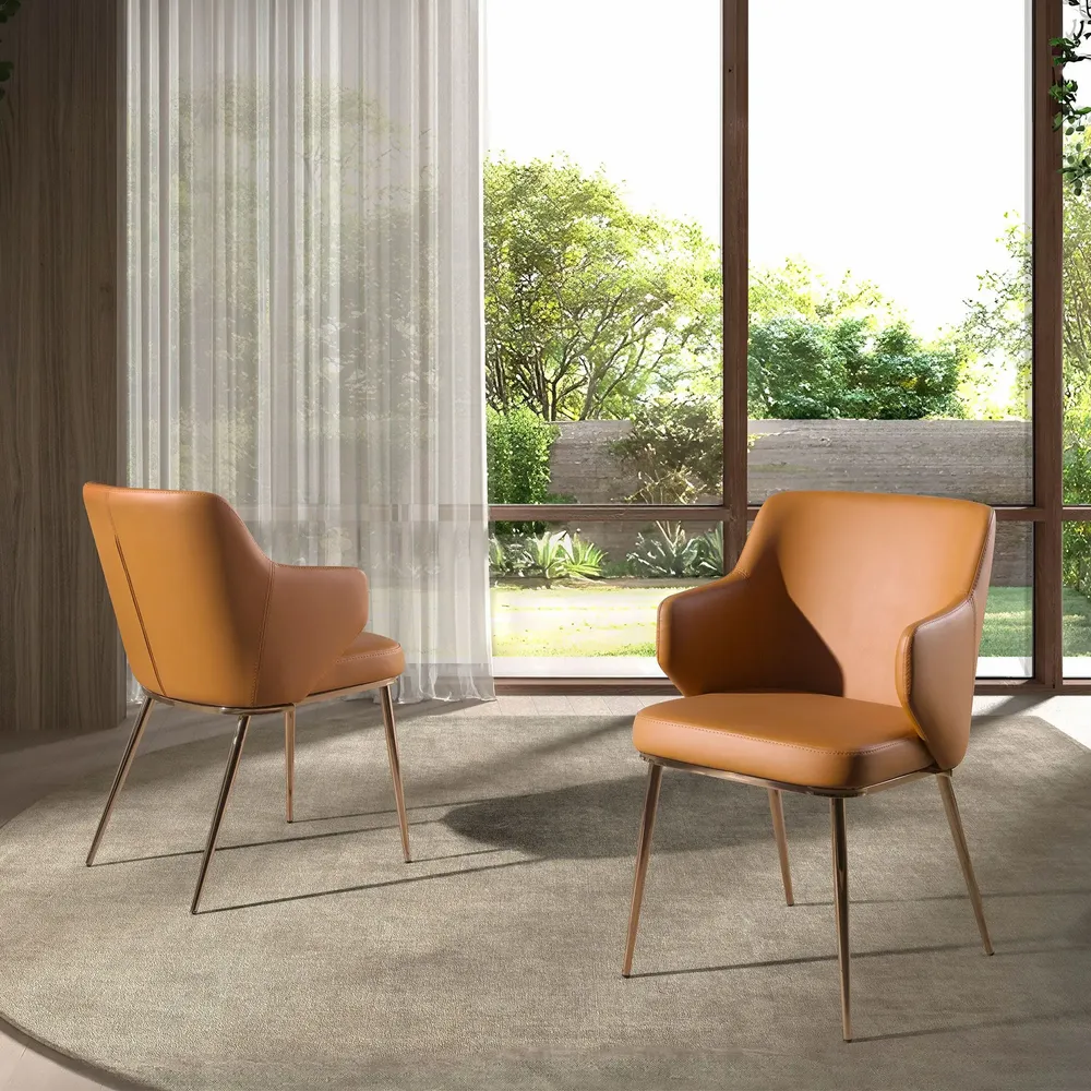 Chaises - Chaise en similicuir marron - ANGEL CERDÁ