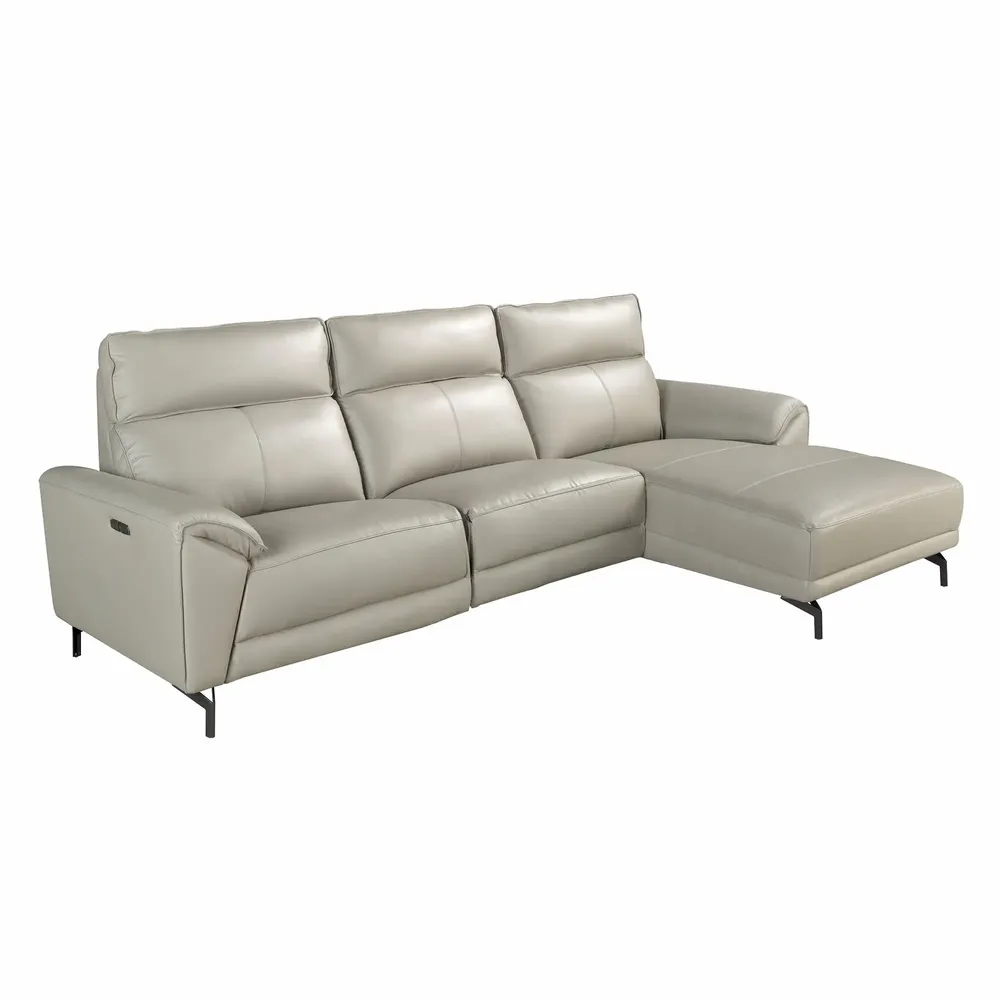Sofas - Right chaise longue relax sofa grey leather - ANGEL CERDÁ