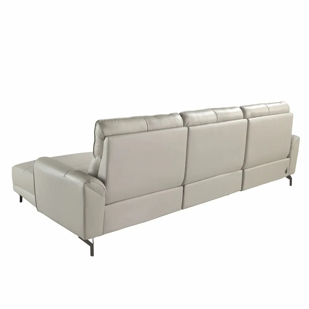 Sofas - Right chaise longue relax sofa grey leather - ANGEL CERDÁ
