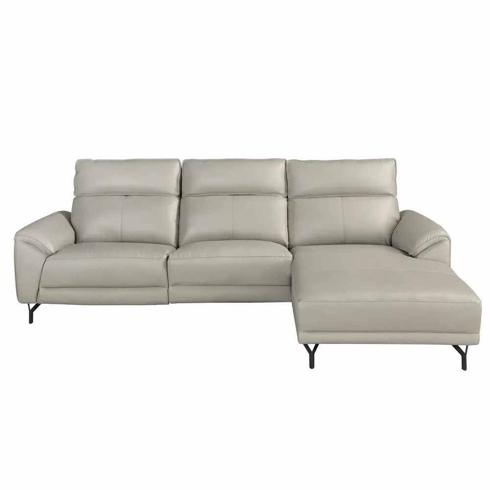 Sofas - Right chaise longue relax sofa grey leather - ANGEL CERDÁ