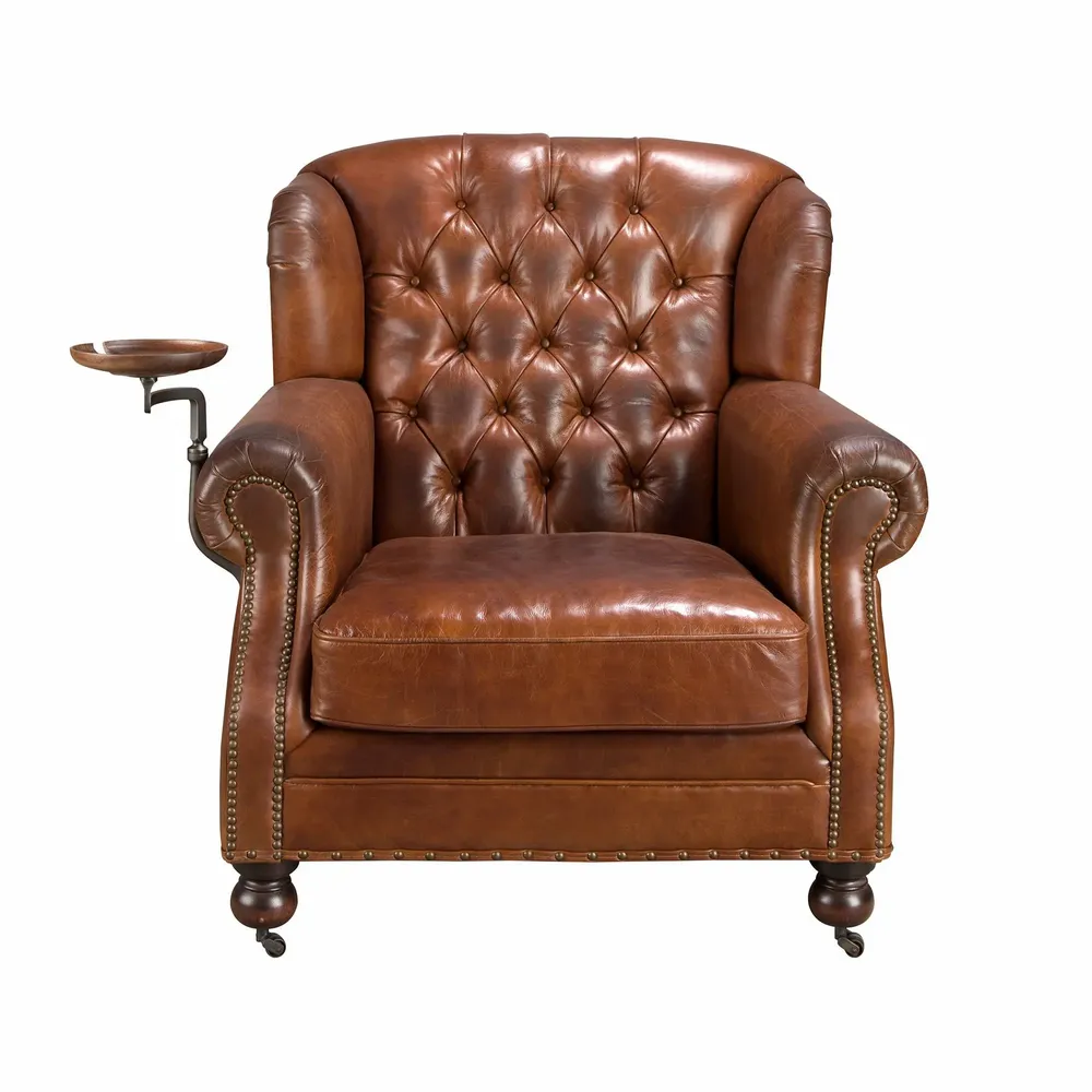 Armchairs - Cognac brown leather Chester armchair - ANGEL CERDÁ