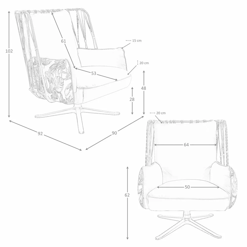 Fauteuils - Fauteuil pivotant en cuir et tissu marron imprimé - ANGEL CERDÁ