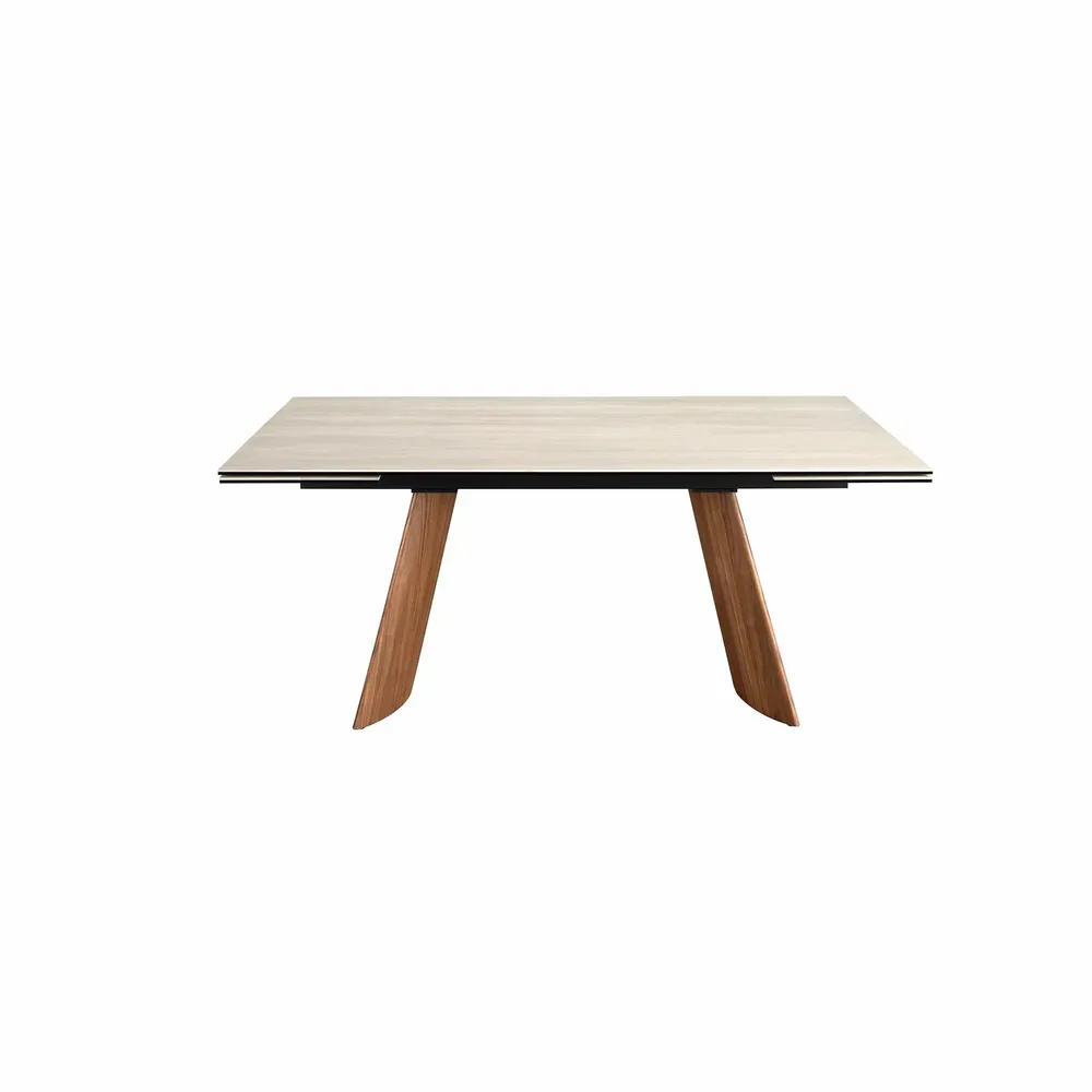 Dining Tables - Rectangular extending dining table in porcelain marble and walnut effe - ANGEL CERDÁ
