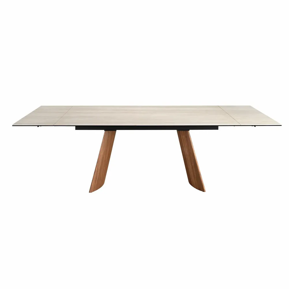Dining Tables - Rectangular extending dining table in porcelain marble and walnut effe - ANGEL CERDÁ
