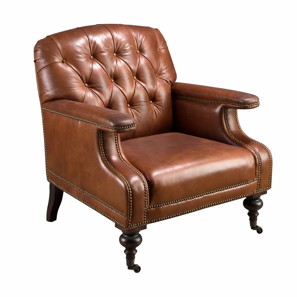 Fauteuils - Fauteuil Chester en cuir marron cognac - ANGEL CERDÁ